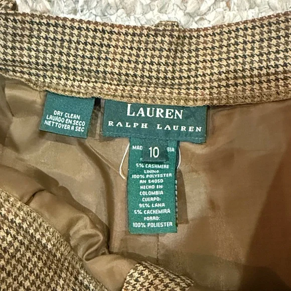 Lauren Ralph Lauren High Waisted pleated Houndstooth Pants Trousers lined wool - Picture 7 of 12